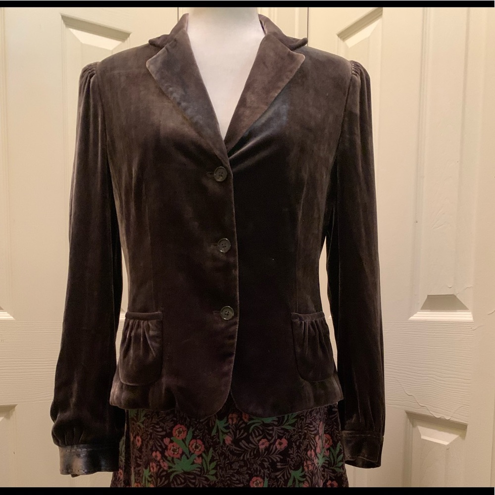 Tahari Velvet Button Up Jacket